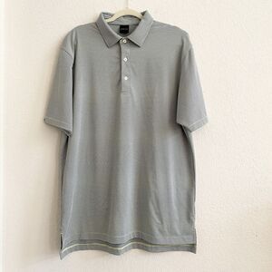 Dunning Mens Golf Polo Shirt Green Cream Pin Stripe  L Outdoors Business‎ Casual